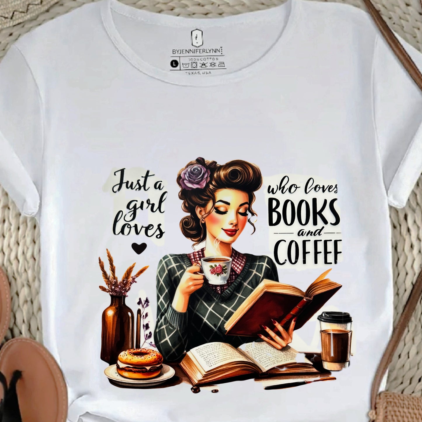 "JUST A GIRL LOVES WHO LOVES BOOKS AND COFFEE"