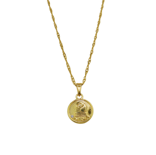 COIN DIAMOND ZODIAC NECKLACE