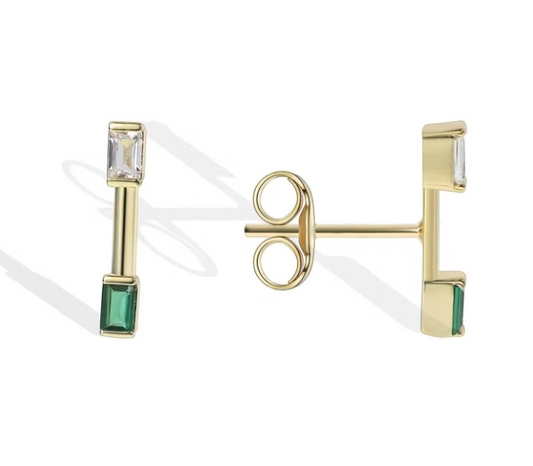 DIAMOND/EMERALD BAR STUD