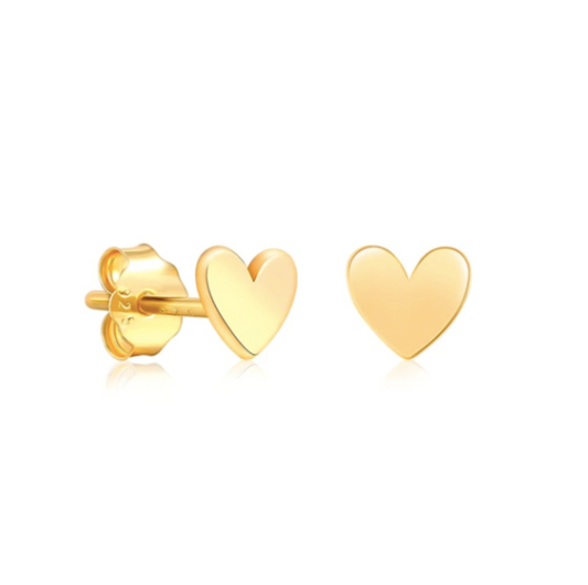 MINI SOLID GOLD LOVE HEART STUDS
