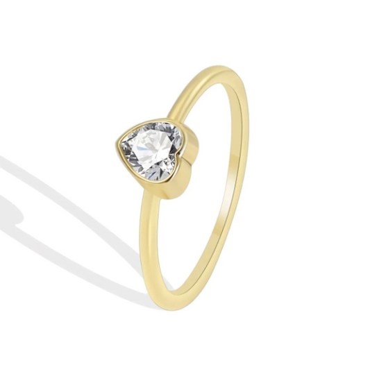 WHITE TOPAZ TINY HEART RING