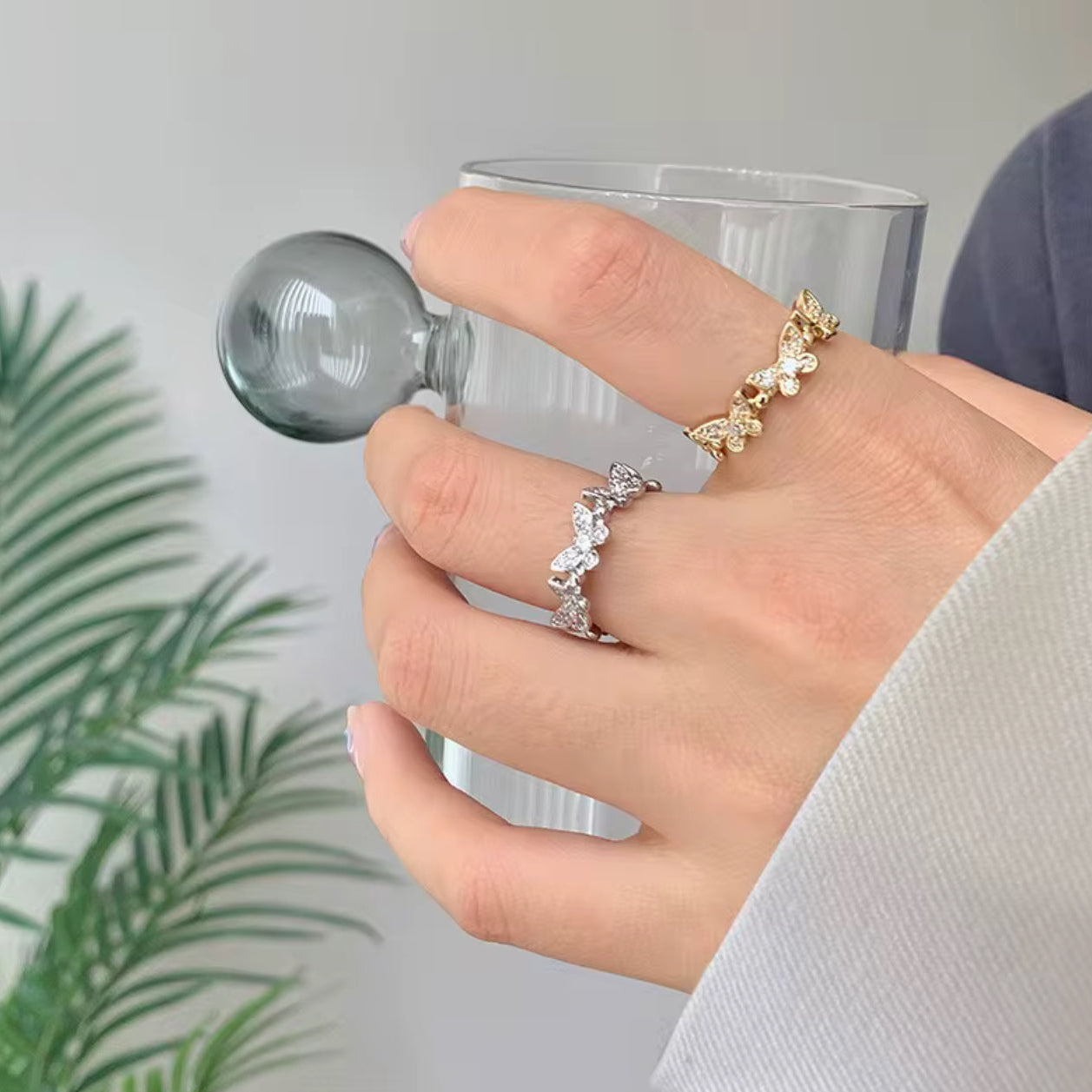 BUTTERFLY CROWN CUFF RING