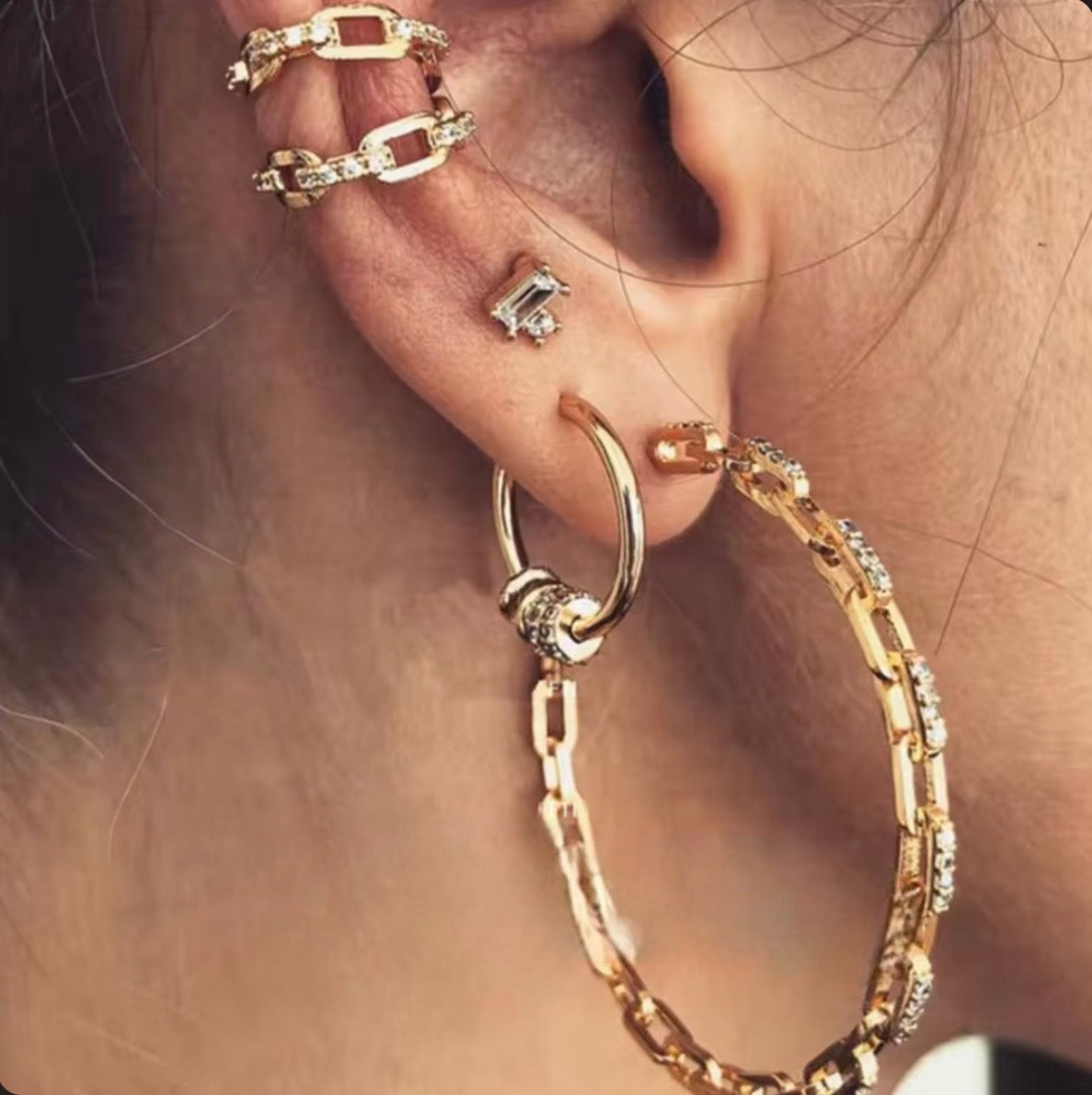 RIRI DIAMOND LINK HOOPS