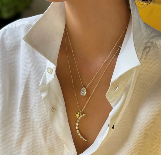ARAMINTA DIAMOND MOON STAR NECKLACE